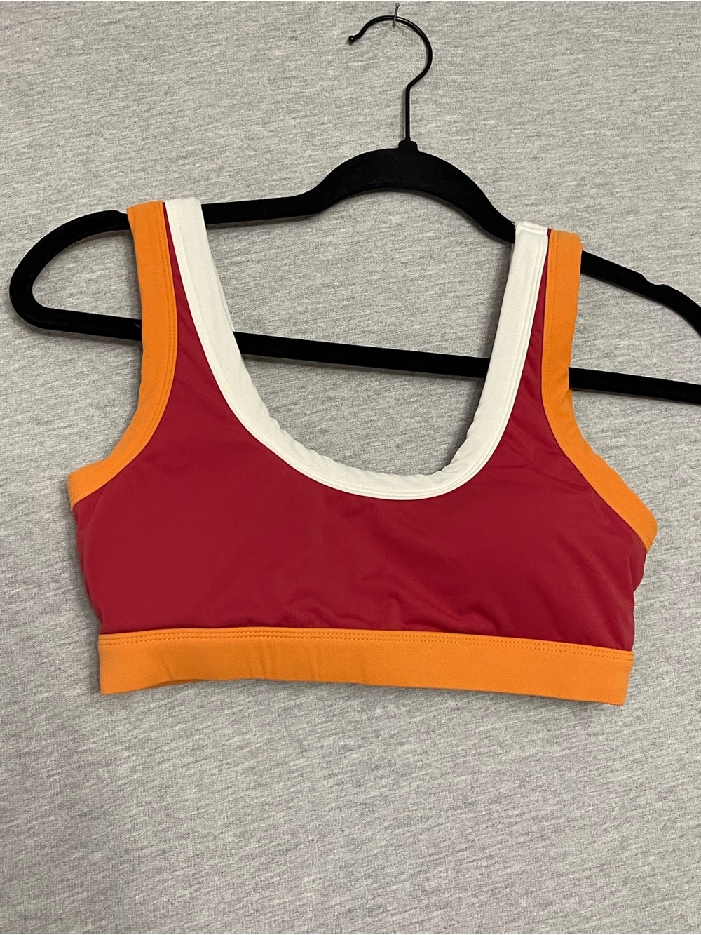 Vici Sport Colorblock Sports Bra in Burgundy, Orange & Cream